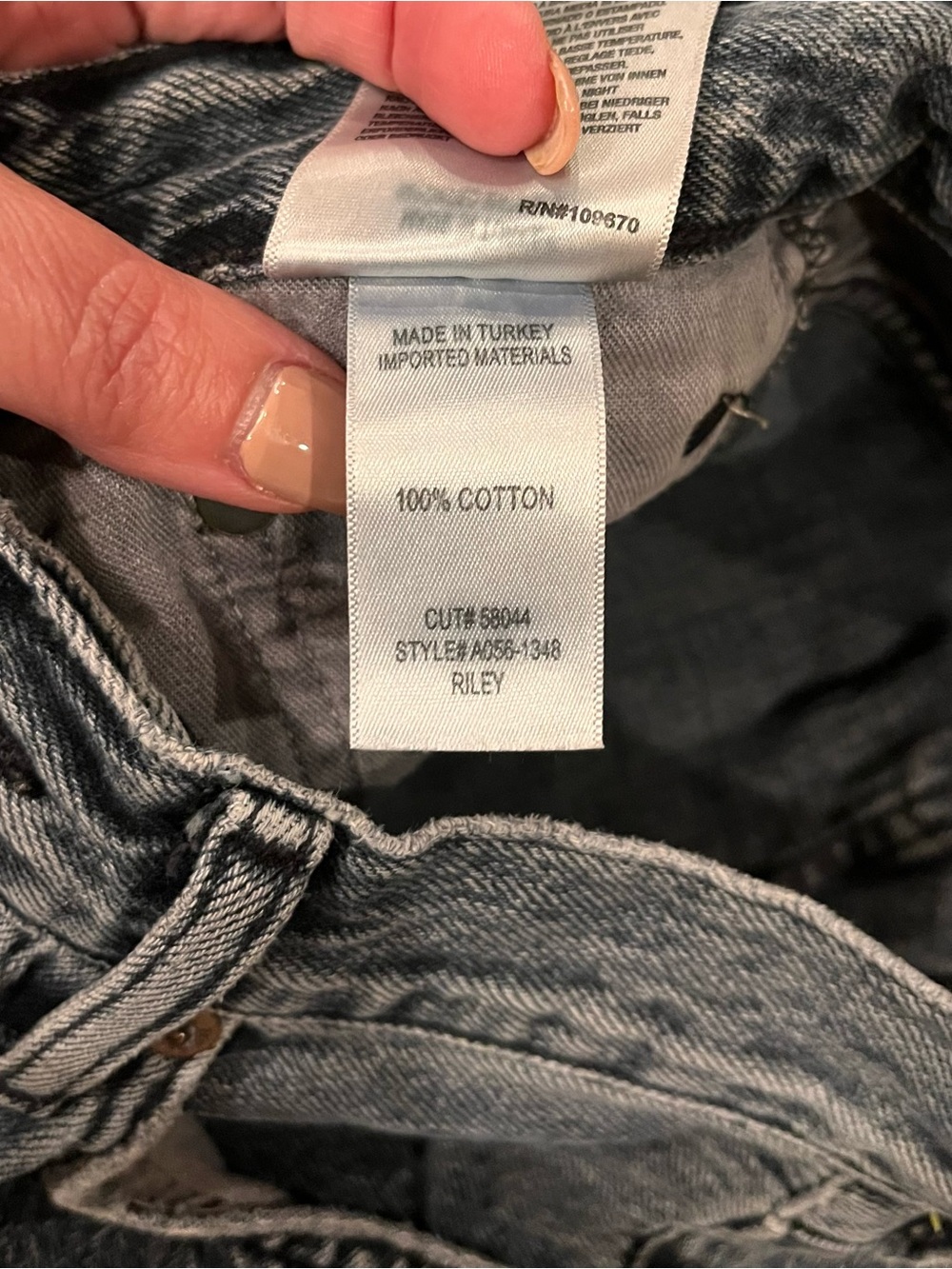 AGOLDE Riley High Rise Straight Jeans Size 24 Washed Black 100% Cotton Premium D - Picture 6 of 6